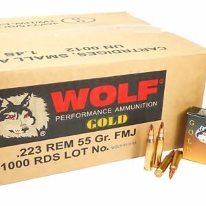 5.56×45 Ammo 55gr FMJ Wolf Gold Brass Case 1000 Round Case