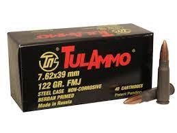 TulAmmo Ammunition 7.62x39mm 124 Grain Full Metal Jacket (Bi-Metal) Steel Case Berdan Primed