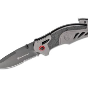 Smith and Wesson Rescue Grey Folding Knife – 3.27″ Grey Plain Drop Point Blade