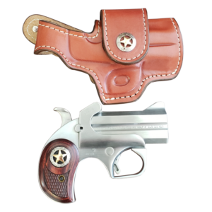 Bond Arms Rustic Defender Stainless .45 LC 3″ Barrel 2-Rounds Holster Package