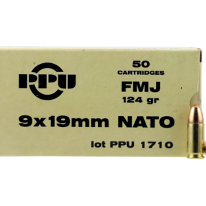 PPU Mil-Spec Brass 9mm 124-Grain 50-Rounds FMJ