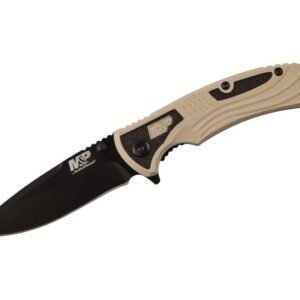 Smith and Wesson M&P Ultra Glide Tan Folding Knife – 3″ Black Plain Drop Point Blade